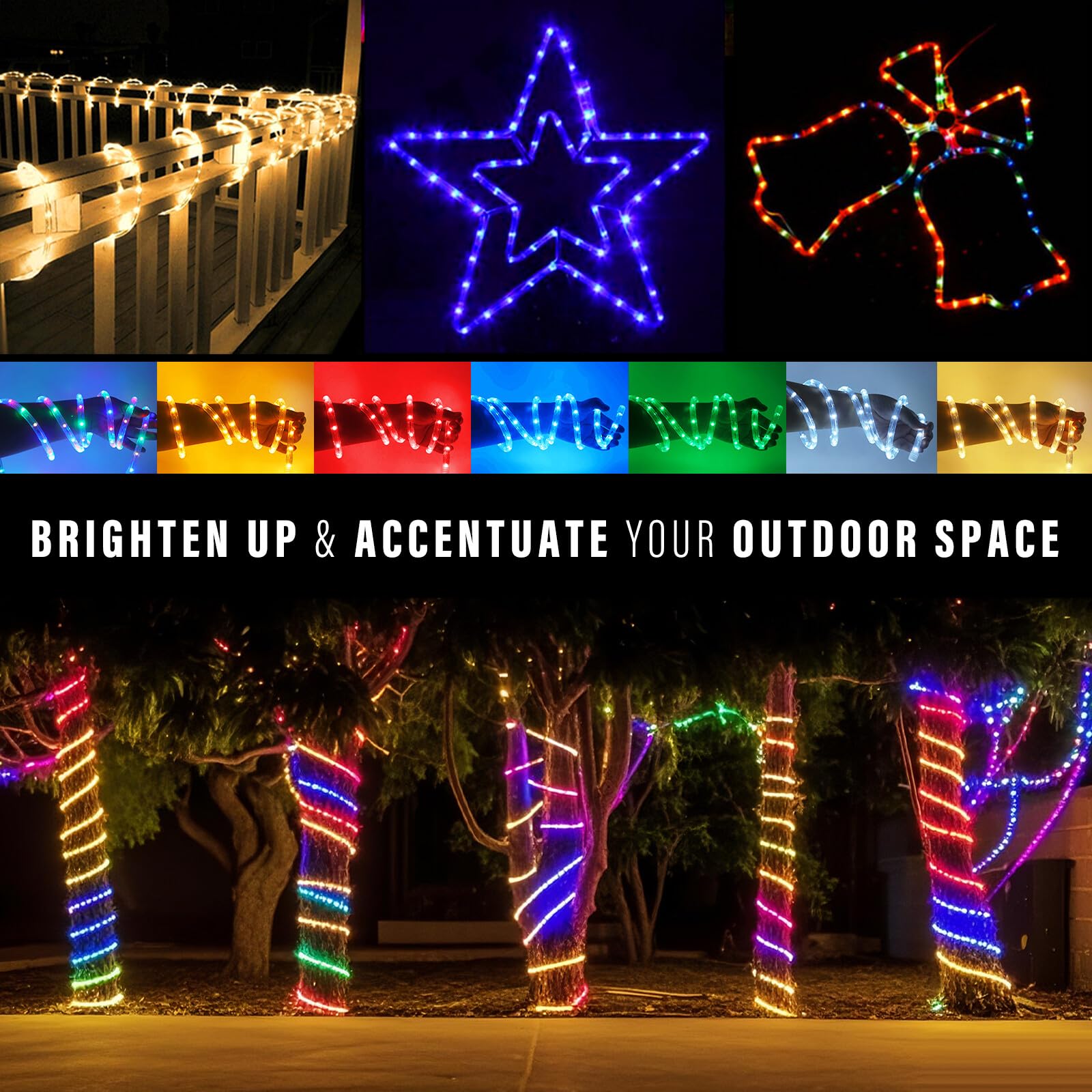 10M LED Tubo de Luz, 8 Modalidades，220V Exterior e Interior Tira de Luz con Manguera, Verde, para Decoración e Iluminación Halloween, Boda, Fiesta, Navidad