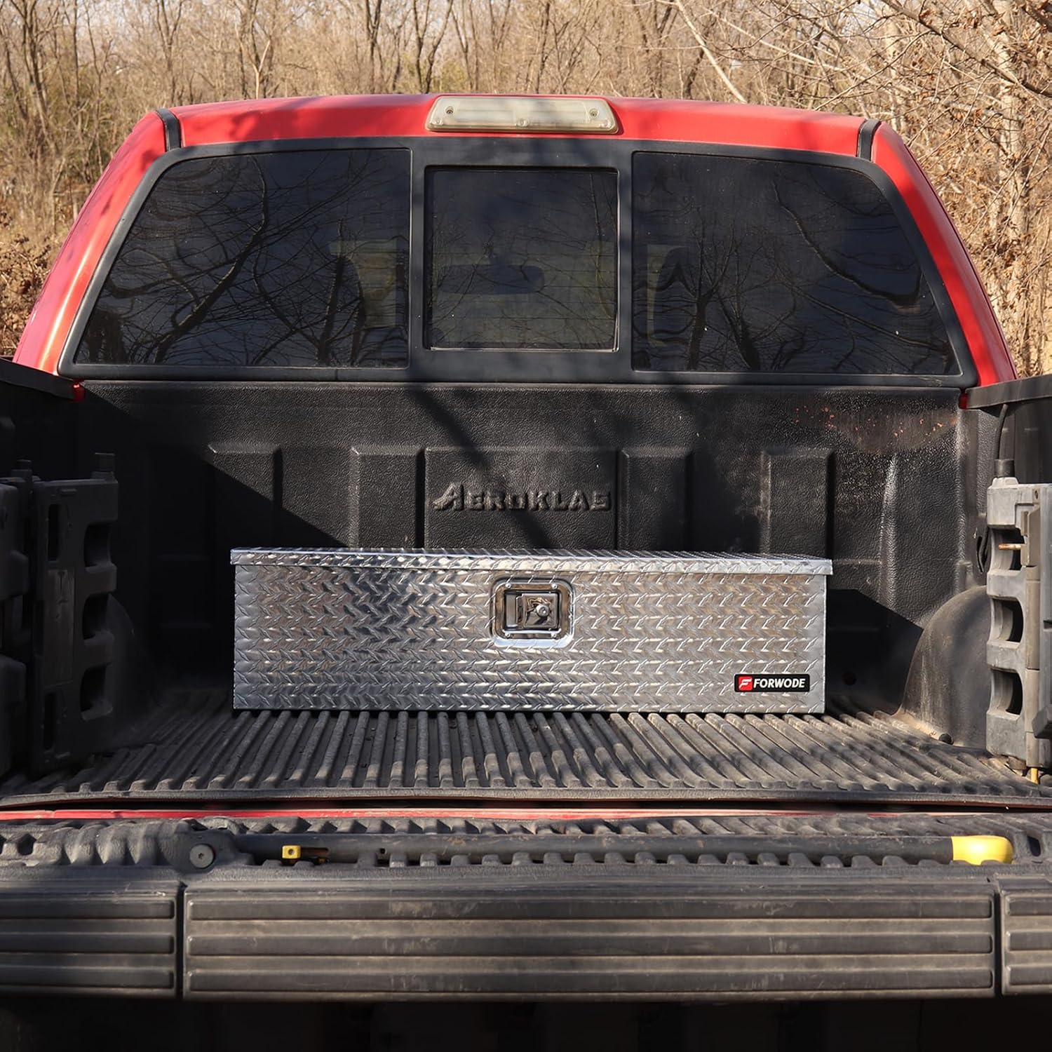 FORWODE 39 Inch Truck Bed Tool Box, Heavy Duty Aluminum Truck Storage Organizer for Pickup Truck Bed RV Toolbox with Handle and Lock - Silver