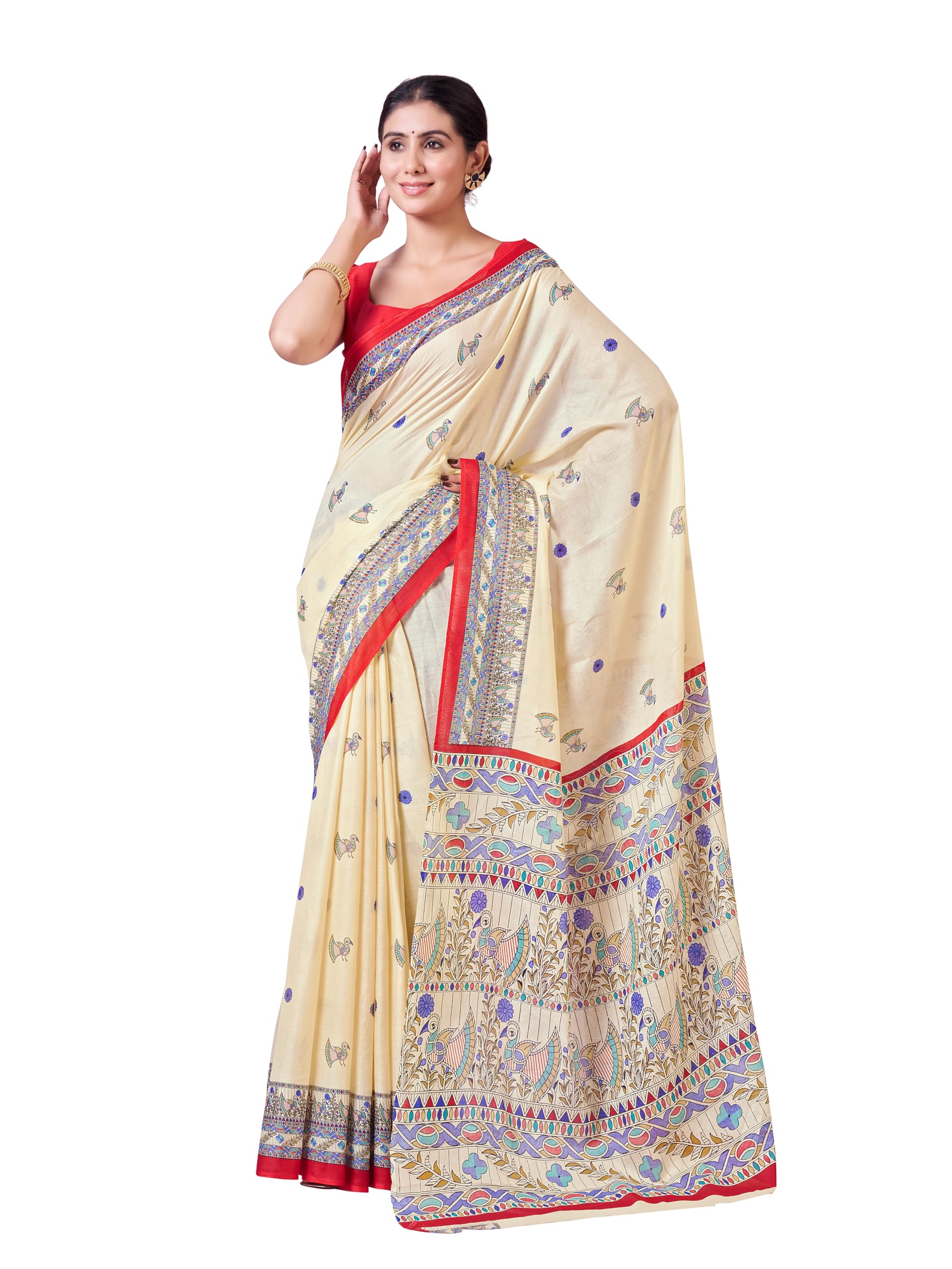 garden vareli Traditional Print Pure Cotton Saree with Unstitched Blouse Piece 88482-picture-9