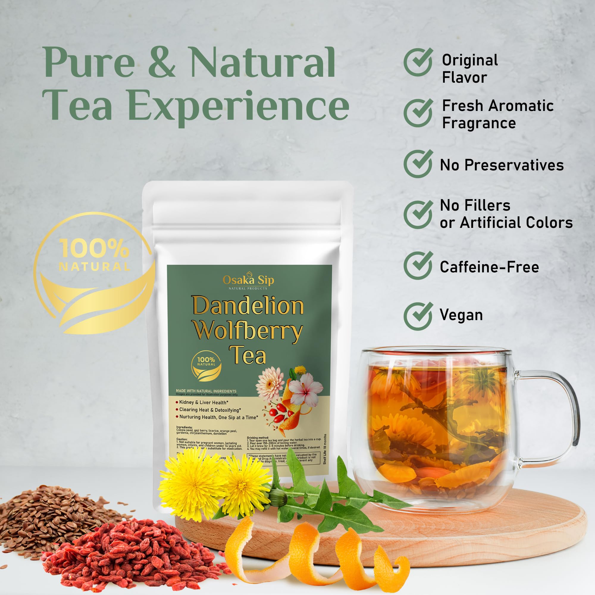 Amazon.com : OsakaSip Dandelion Wolfberry Herbal Tea Bags