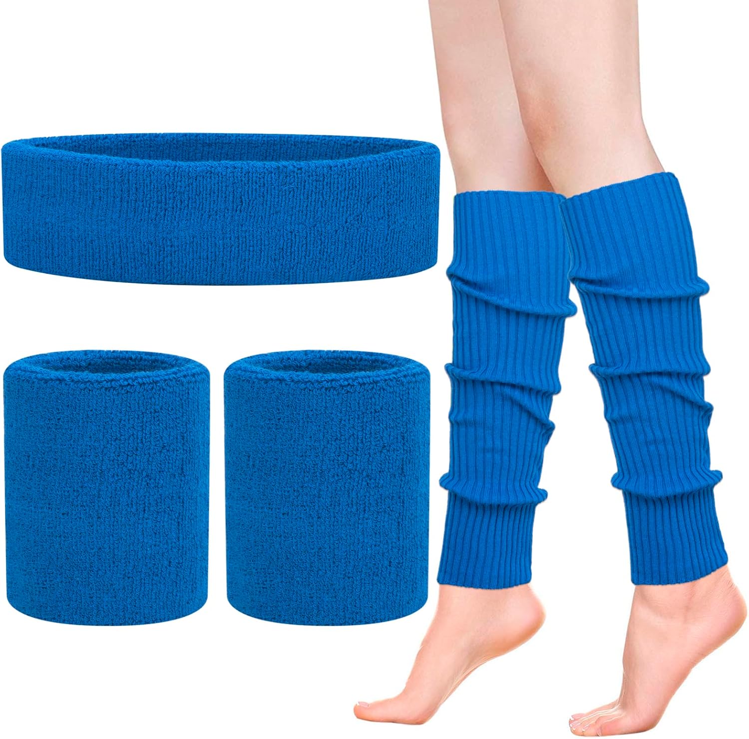Leg Warmers for Women 80s Headband Wristbands Neon Leg Warmers Set for Sport Yoga - 80s Workout Clothes 90s Outfit for Women
