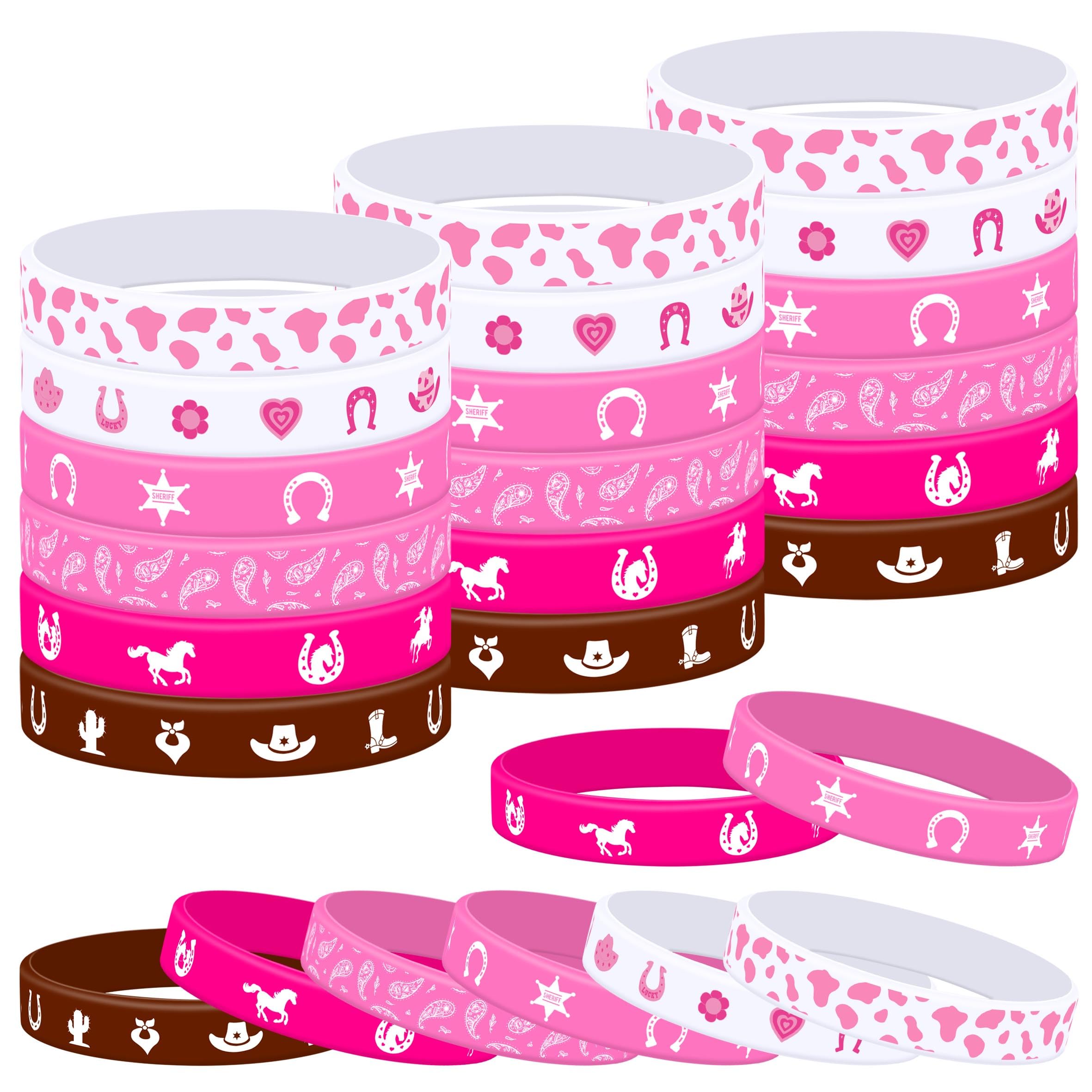 Lesnala 48 PCS Western party bracelets Cowgirl silicone wristbands Cowboy stretch rubber decoration for Themed Activity Birthday Supplies (6 styles