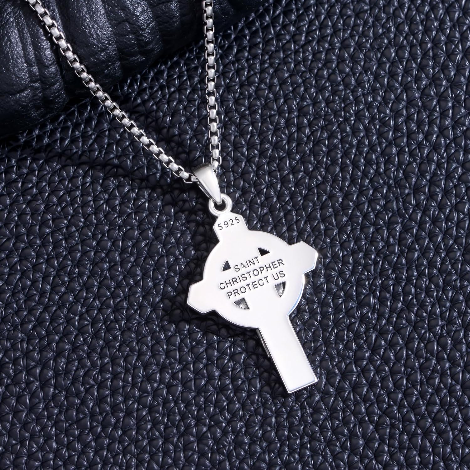 925 Sterling Silver Patron Saint Medals | Amulet Necklace Protection Jewelry for Men with 2.5mm 22"+2" Rolo Chain - Image 2