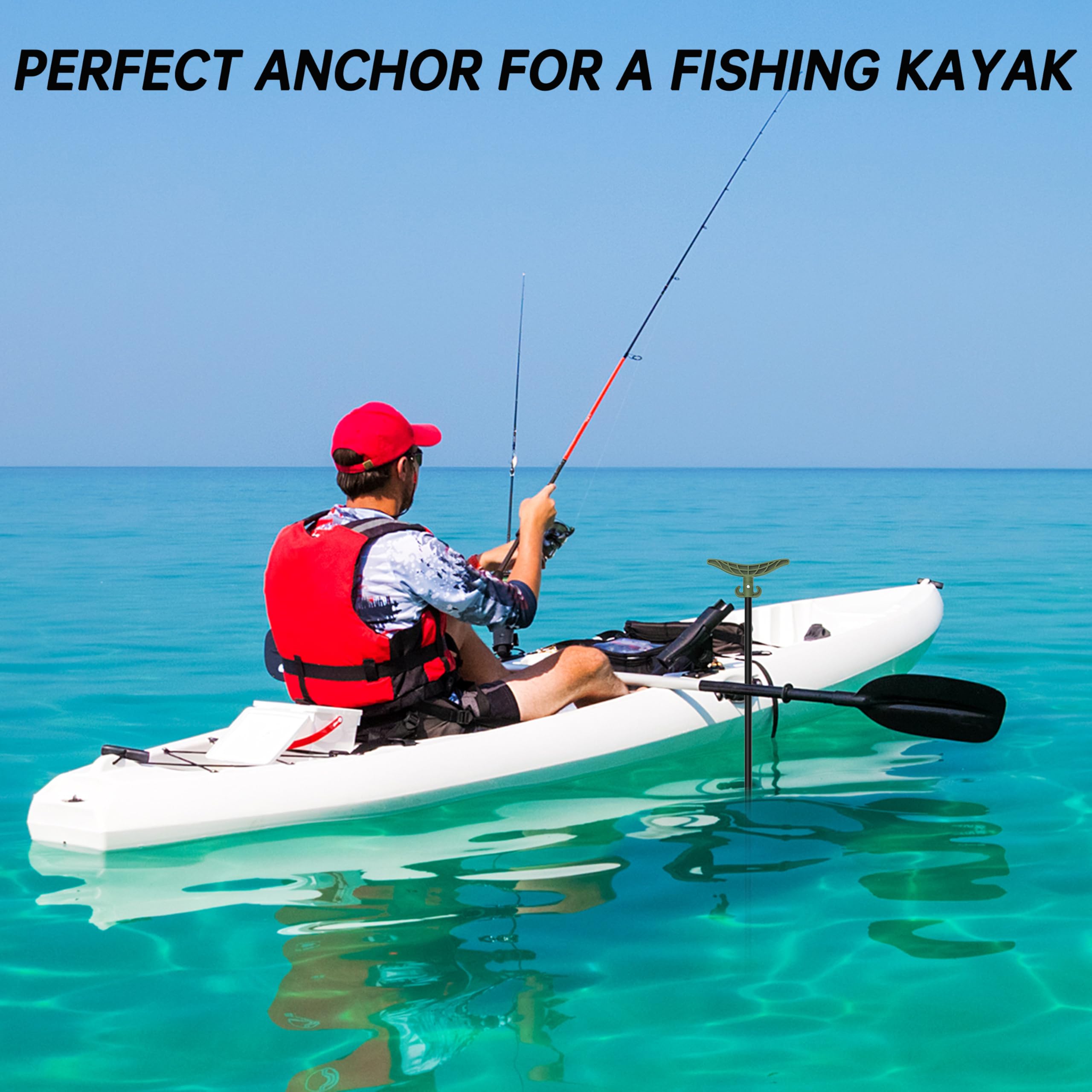 itayak 8.39' Shallow Water Anchor, 2 Piece Fiberglass Boat Anchor with T-Handle, Pole Anchor with 316 Stainless Tip for Boat, Fishing Kayak (Gloves Included)- Army Green : Sports & Outdoors