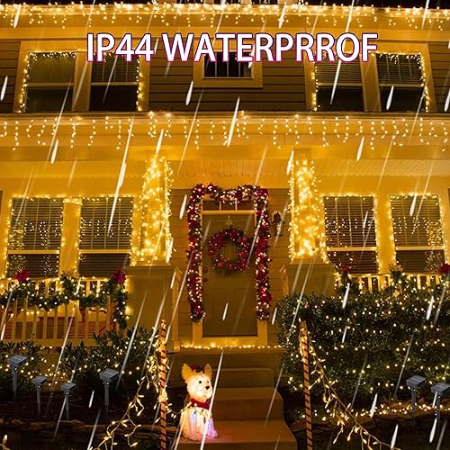 Miniatura 10 de Dazzle Bright Paquete de 4 tiras de luces solares para exteriores, total de 160 pies, 480 luces LED solares impermeables, 8 modos, luces de alambre