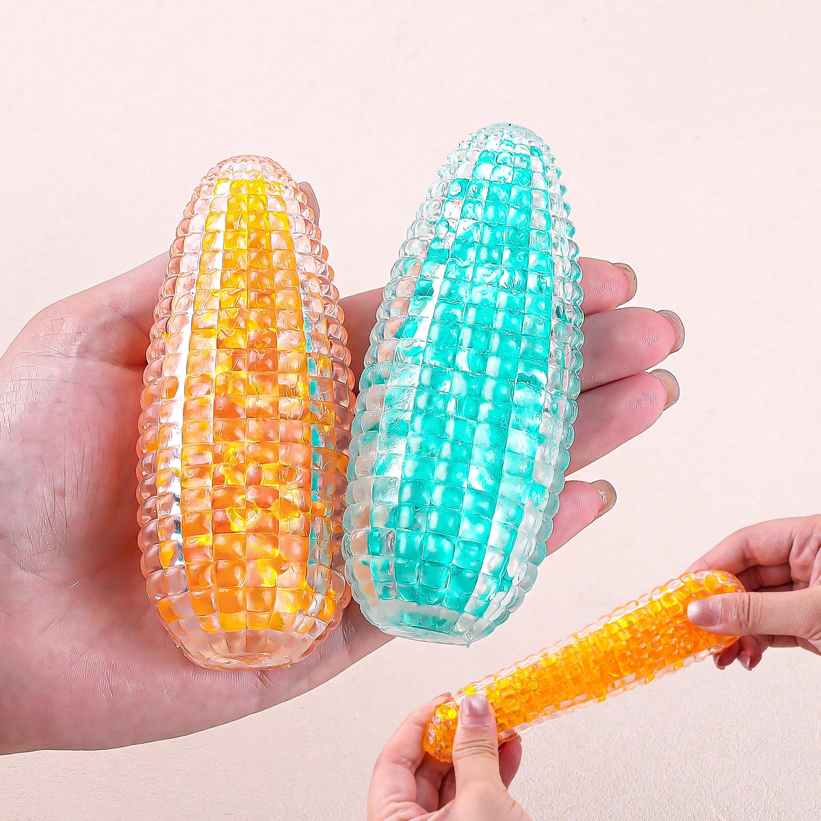 Anboor 2 Pcs Corn Squishy Toy Simulation Corn Stress Relief Fidget Toy Stress Balls for Adults Office Desk Squeeze Toys for Kids (Orange,Green)