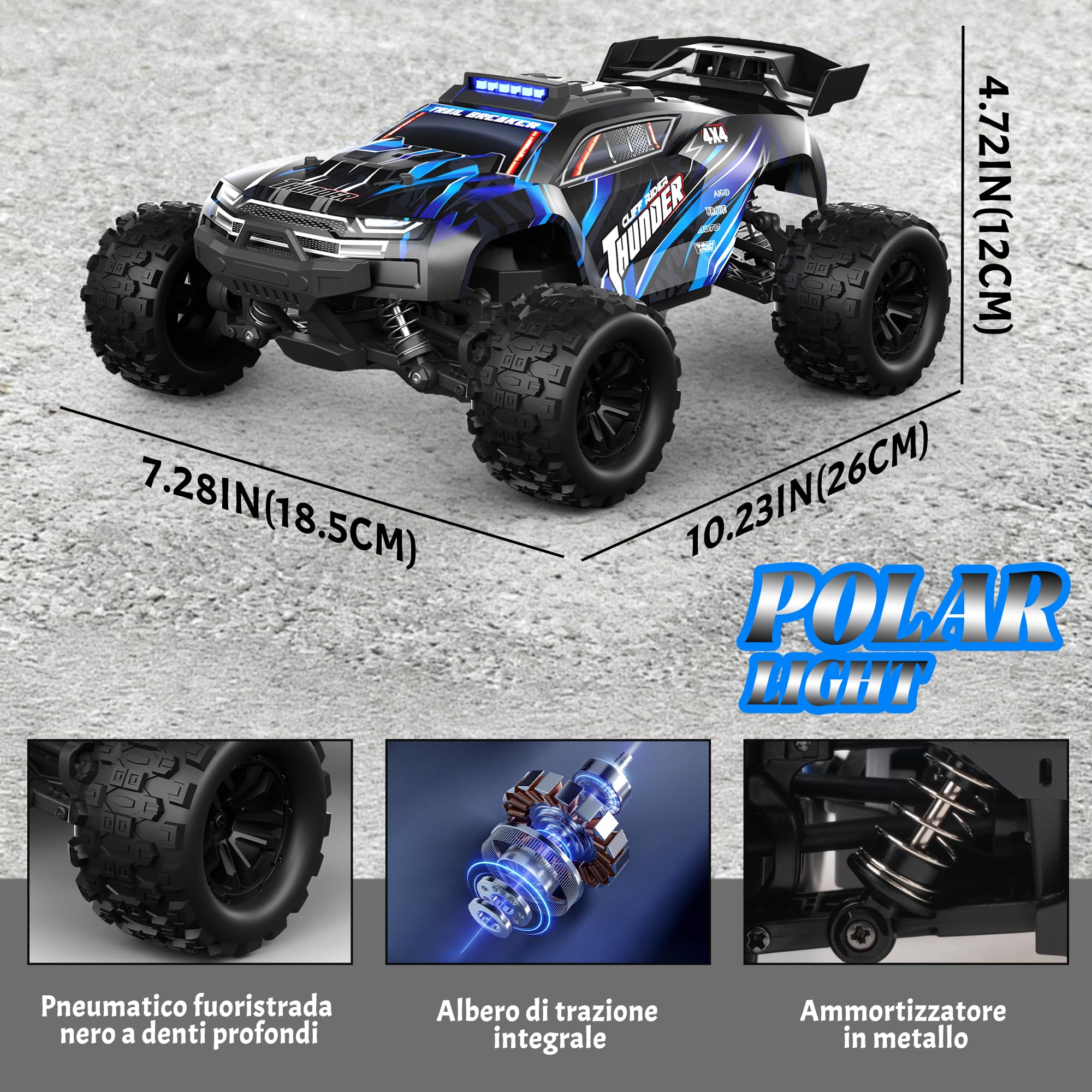 BAZADER Macchina Telecomandata Auto Telecomandate - 1:18 Macchina Radiocomandata 40 Km/H 2,4 Ghz 4 Ruote Motrici Fuoristrada Fuoristrada Hobby Con Doppia Batteria Ricaricabile