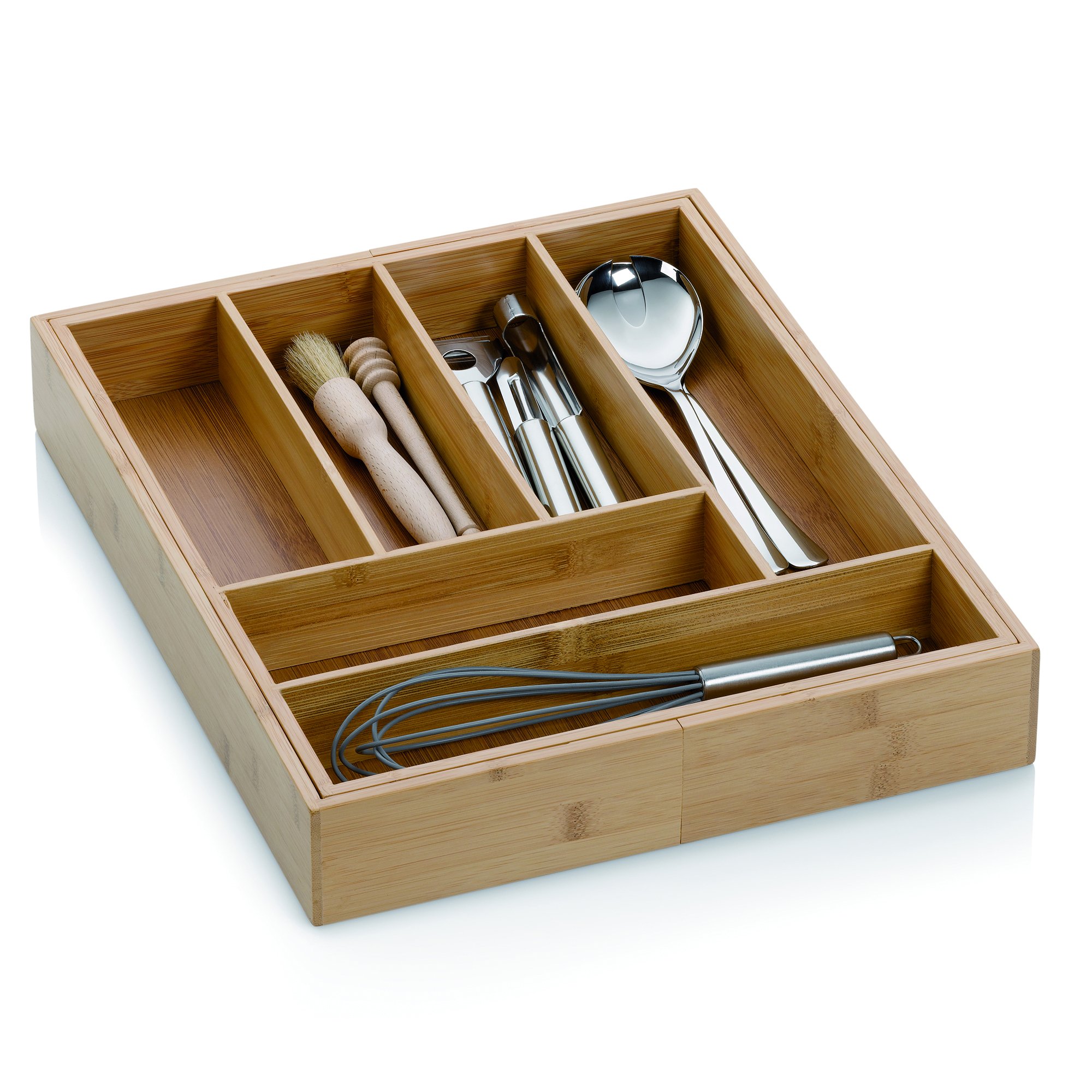 kela bamboo cutlery tray for drawers 35, 58 x 43 x 6.5 cm, extendable, drawer insert with 6 or 8 compartments, KALMA - Image 4