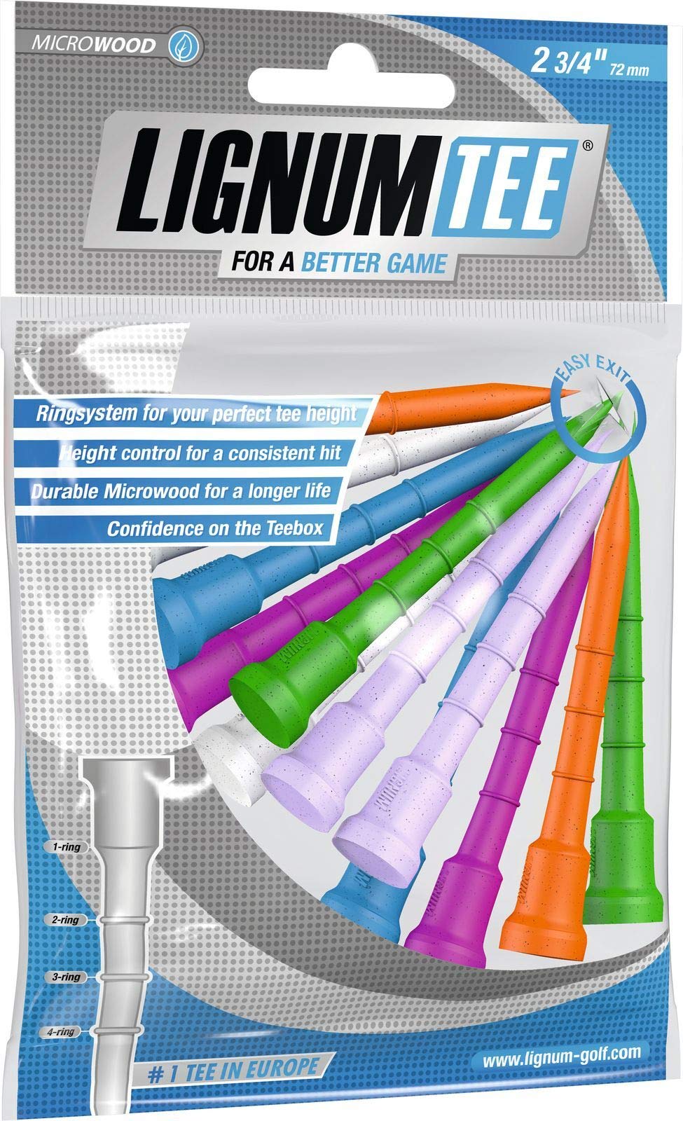 Lignum Tee de Golf 12 PK Mezcla de Neón 82 mm