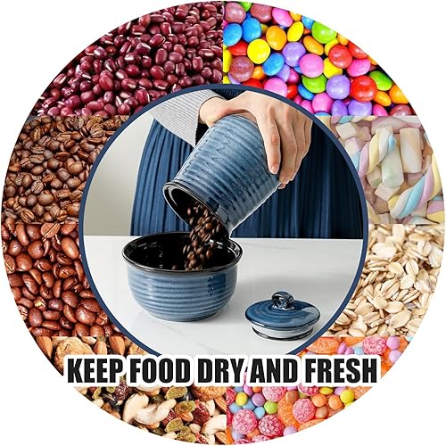 Vista 7 de HASENSE Juego de 3 frascos de cerámica para almacenamiento de alimentos, 25 FL OZ, recipientes de cocina con tapas herméticas, recipientes