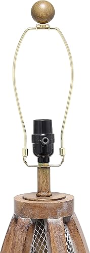 Miniatura 6 de Elegant Designs LT3309-OWD - Lámpara de mesa vintage de madera y red, 2 luces, madera vieja