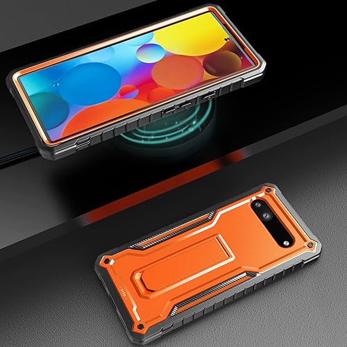 Miniatura 6 de FITO Funda para Google Pixel 6A, funda resistente a prueba de golpes de doble capa con protector de pantalla de vidrio templado con soporte