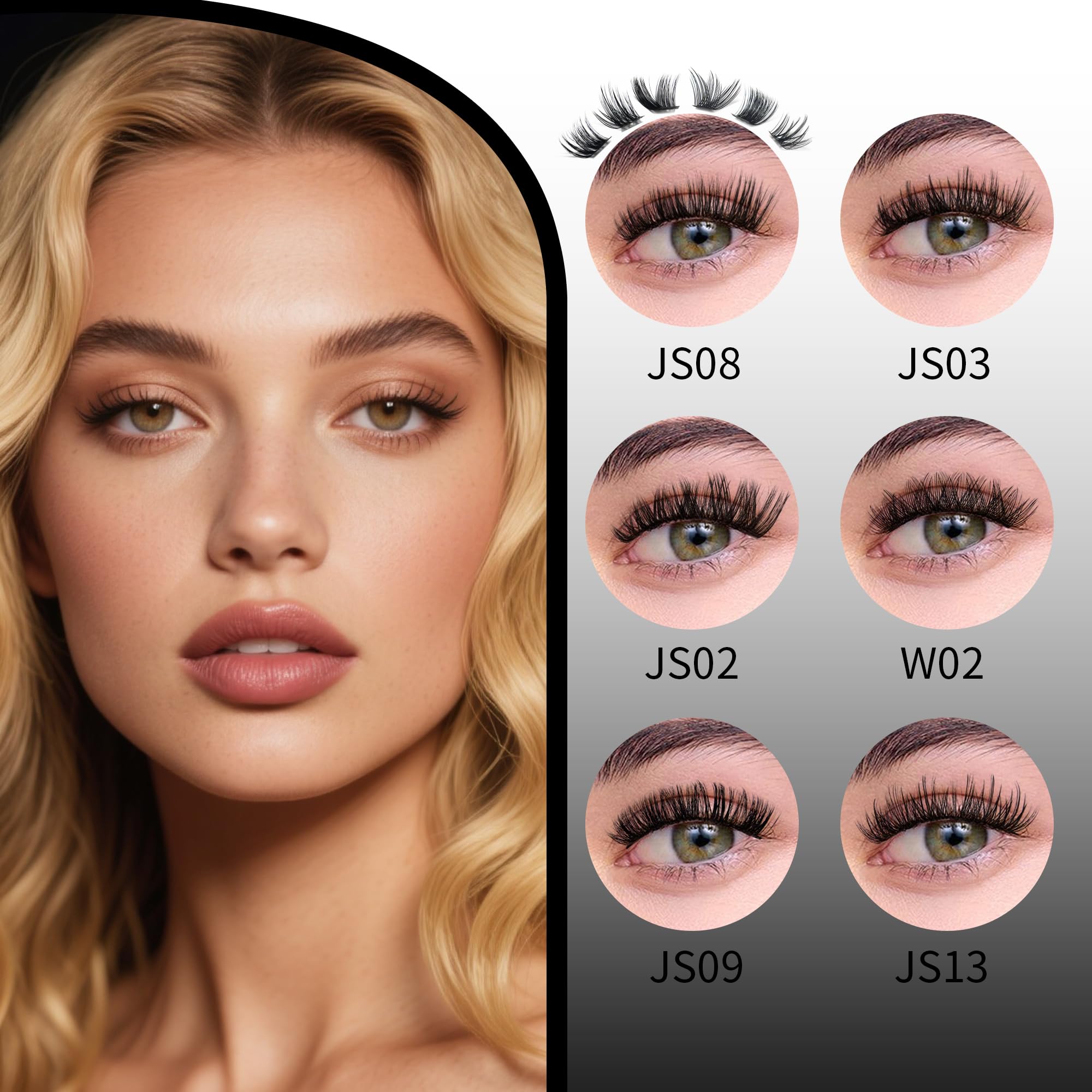 ANNAFRIS Ciglia Finte Ciuffetti Kit Ciglia Finte Naturali DIY Extension Ciglia Fai da te Cluster Lashes(B JS13+W02+JS09)
