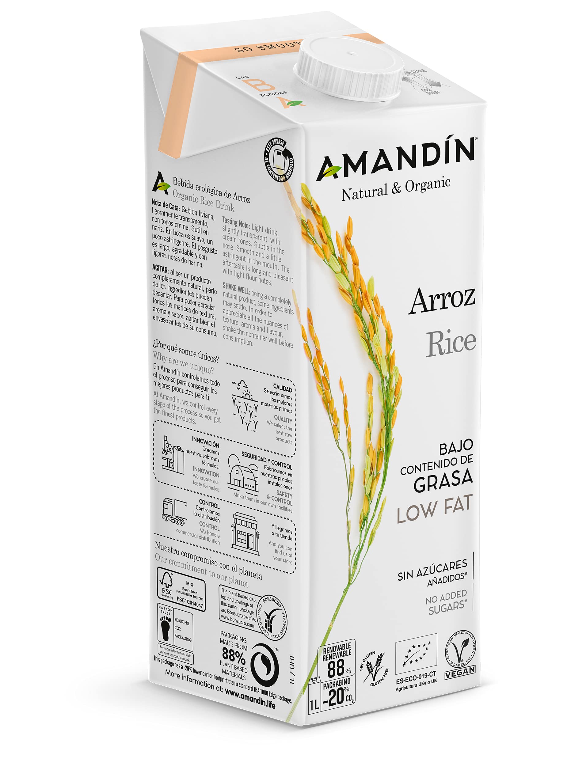 AMANDÍN Bebida Ecológica de Arroz 20% 6 x 1L