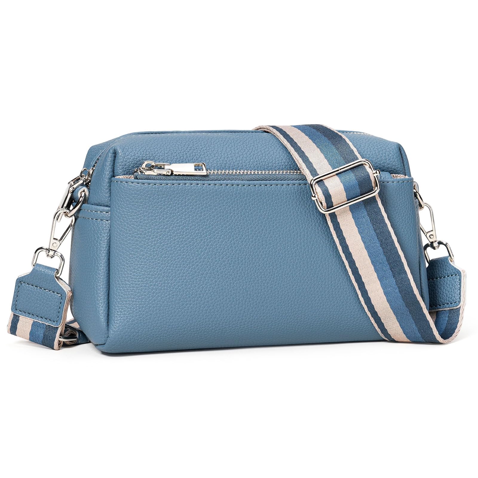 FALAN MULE Small Crossbody Bags for Women Pu Leather Triple Zip Cell Phone Handbag with Adjustable Shoulder Strap