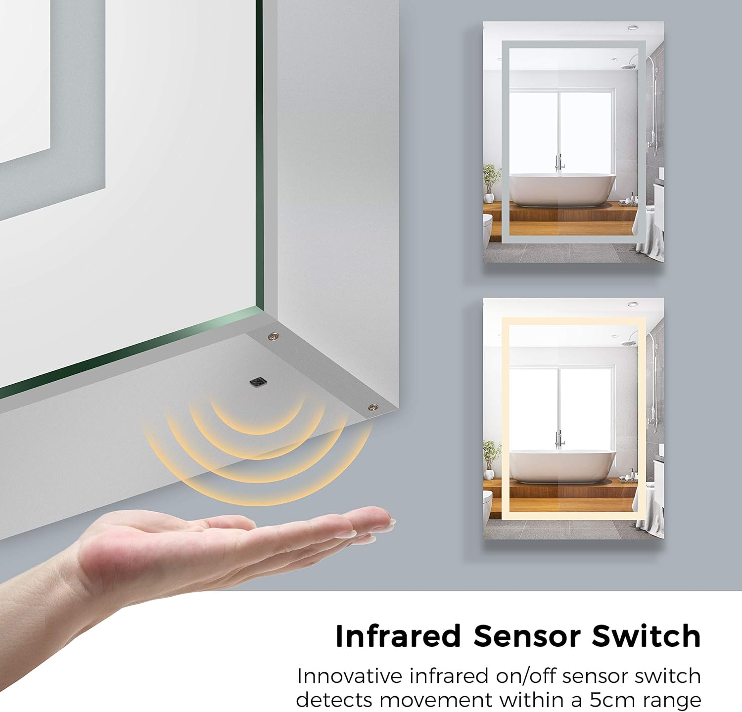 Review Product DELAVIN 24 x 31 Inch LED Medicine Cabinet, Recessed or Surface Mount Mirror Cabinet, Space Saver, Intelligent Switch, IP44 Waterproof, Aluminum Frame, Vertical Installation Only