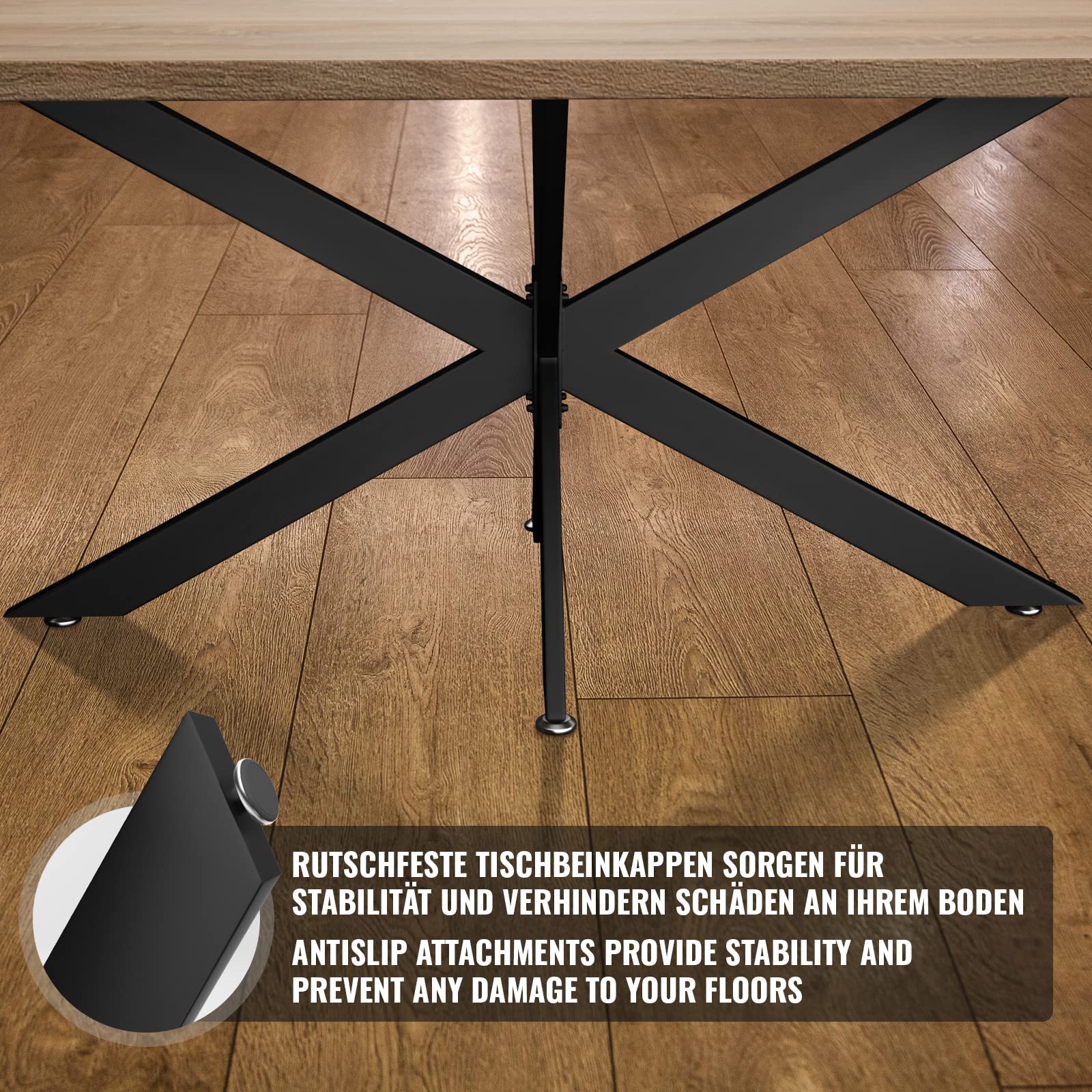 MIADOMODO® Gambe per Tavolo - in Acciaio, 150x78x70 cm, Stile Spider Industriale con Viti, Nero - Base per Tavolo, Piedini, Piedi Tavolino Basso, in Ferro, da Salotto