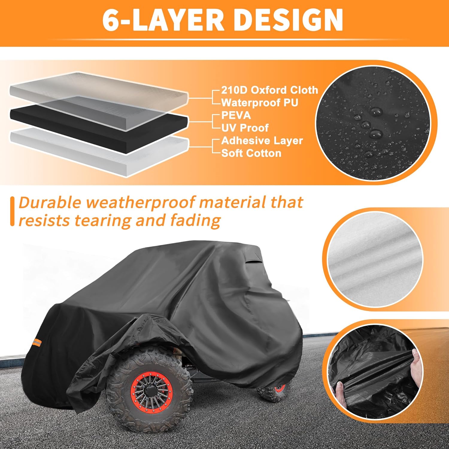 X AUTOHAUX UTV Cover for Kawasaki Teryx 2 Seaters Waterproof Side by Side Cover for Kawasaki Teryx S LE Outdoor Cover Sun Rain Protection 210D-PU Oxford Cloth Black