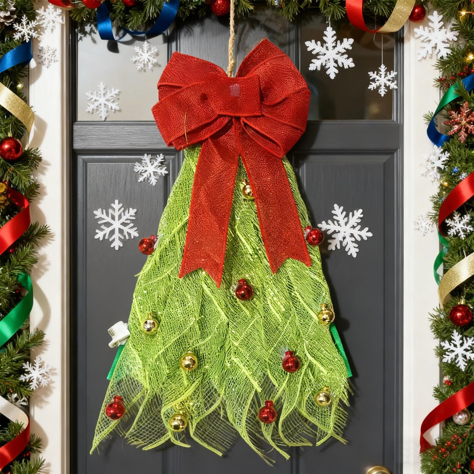 Guirnalda de Navidad Artificial de Hoja perenne para Exteriores, Accesorio | Decorativo para árbol de Navidad, decoración de Pared para Puerta, Pieza de celebración Hecha a Mano | Patio Interior