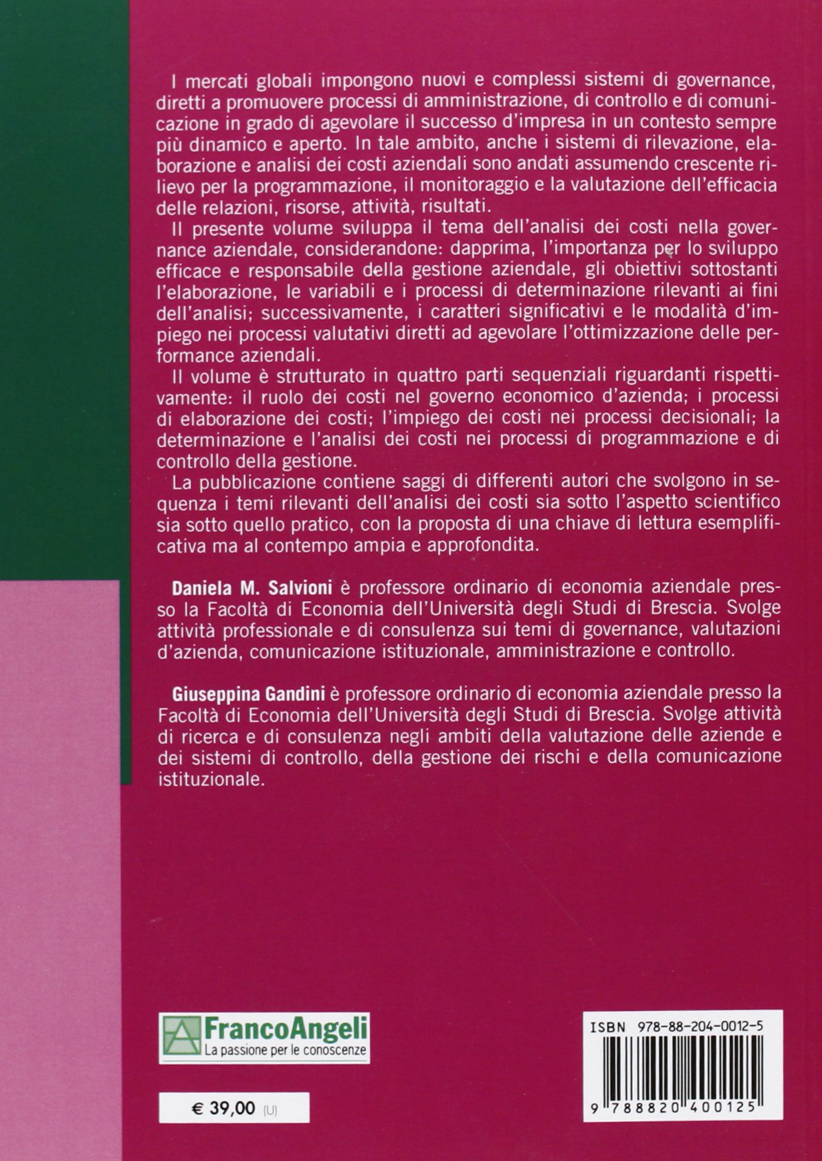 L'analisi dei costi nella governance aziendale
