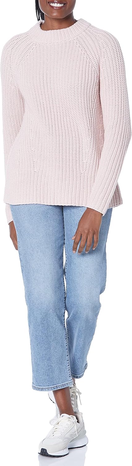 Goodthreads Women's Cotton Half-Cardigan Stitch Mock Neck Sweater Sweater, Pine Heather, M - Image 4