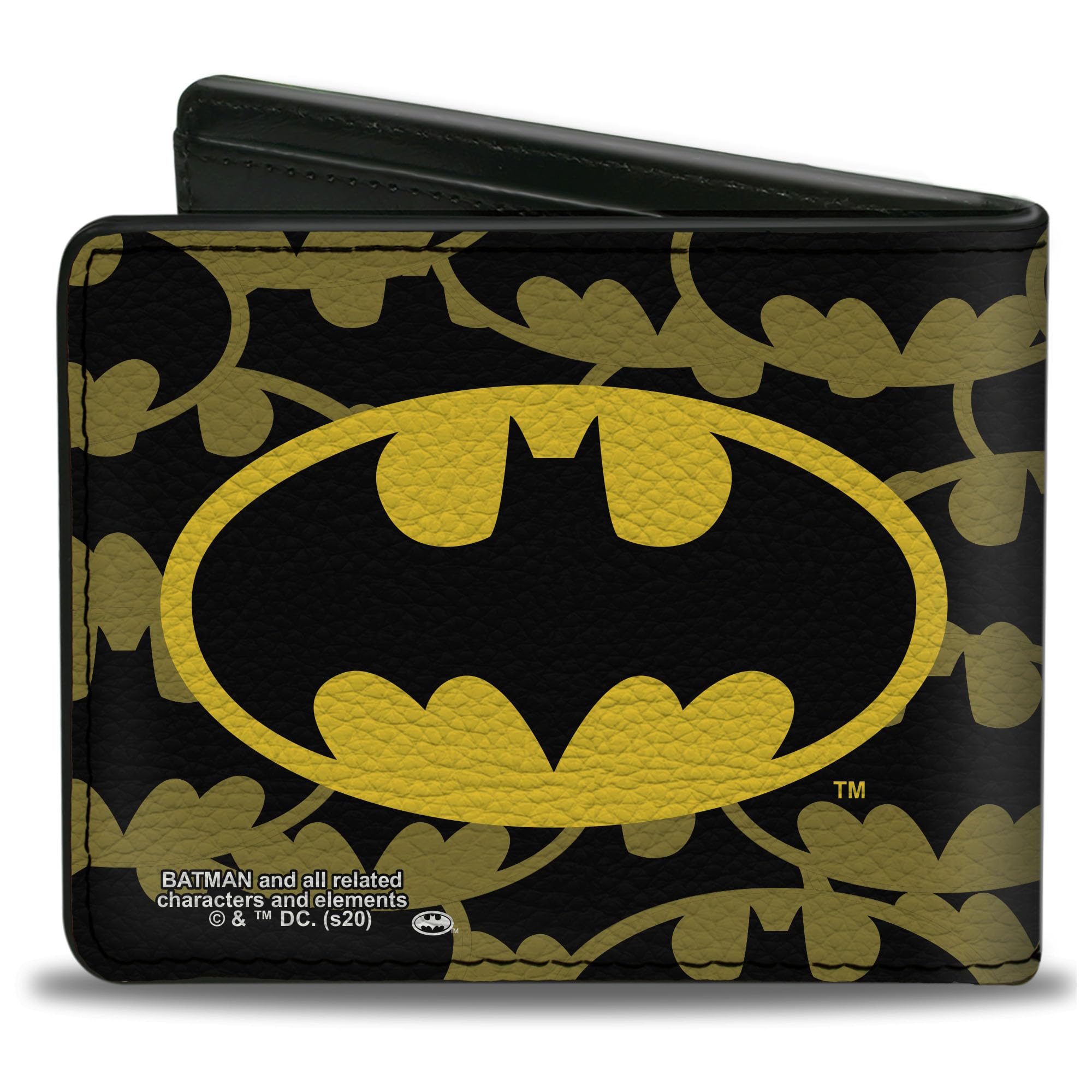 Buckle-Down DC Comics Wallet, Bifold, Batman Logo Centered Stacked Logos, Vegan Leather