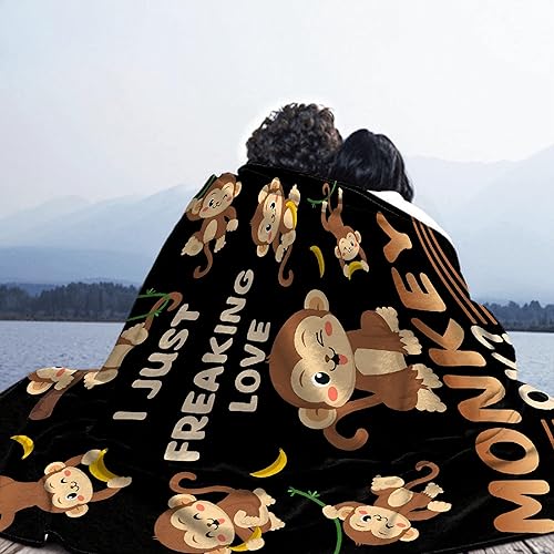 Miniatura 6 de Manta con texto en inglés "I Just Freaking Love Monkey,ok", suave y ligera, manta de franela de alimentos para sofá, cama, camping, manta de