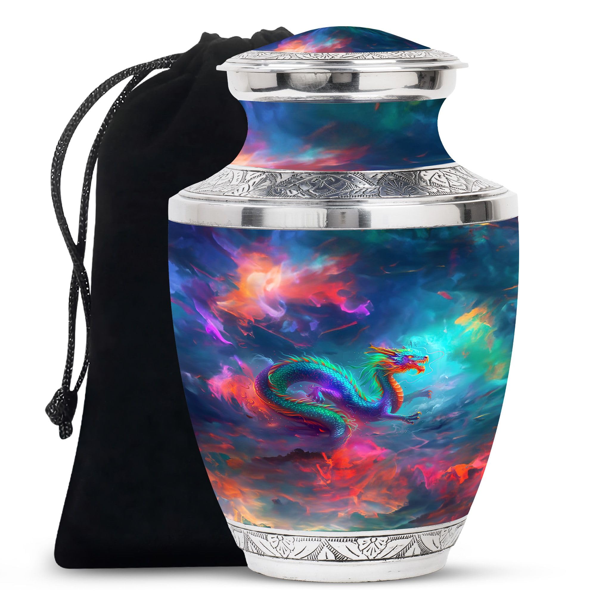YATHABHISA Dragon Urn, Burial Cremation Urns for Human Ashes Women - Teacher & Student Teaching Memorial Urn for Adult Ash - Urn Ashes for Adults Female & Male - Large with Velvet Bag โ image 1