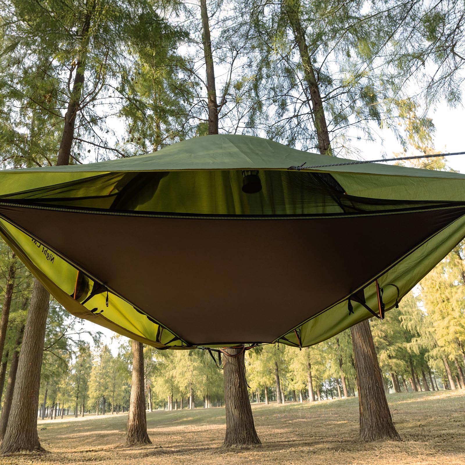 Night Cat Tenda Amaca con Zanzariera: A Forma Triangolare con Fondo Piatto Impermeabile per 1 Posto Verde