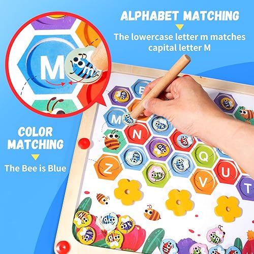 Miniatura 2 de Tablero magnético del laberinto del alfabeto, imanes del alfabeto ABC, juguete de habilidades motoras finas para niños de 3 a 5 años, juguetes de
