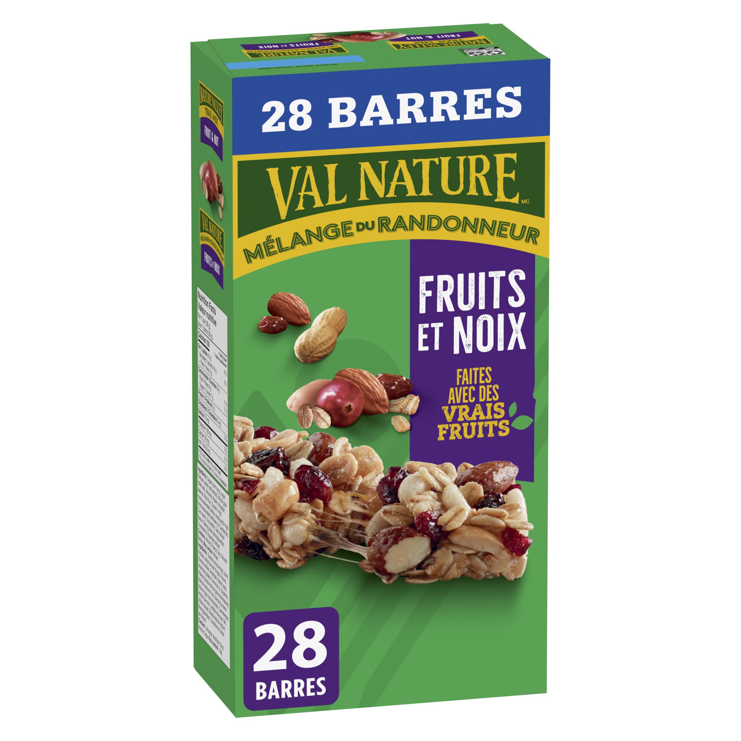 NATURE VALLEY - VALUE PACK SIZE - Fruit and Nut, Almonds, Raisins, Peanuts, Cranberries Granola Bars, Pack of 28 Bars, 980 Grams Package, Whole Grains, No Artificial Colours, No Artificial Flavours - 4