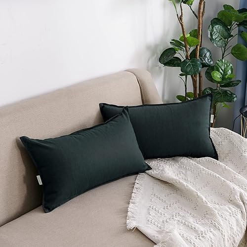 Miniatura 10 de Jeanerlor - Fundas para cojines decorativos, clásicas, cómodas y duraderas, de lino y algodón con costura doble aguja en el borde, para fiestas o