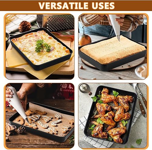 Miniatura 7 de P&P CHEF Molde para lasaña antiadherente rectangular para tartas, bandeja para hornear de 12.3 pulgadas de profundidad para lasaña de brownie,