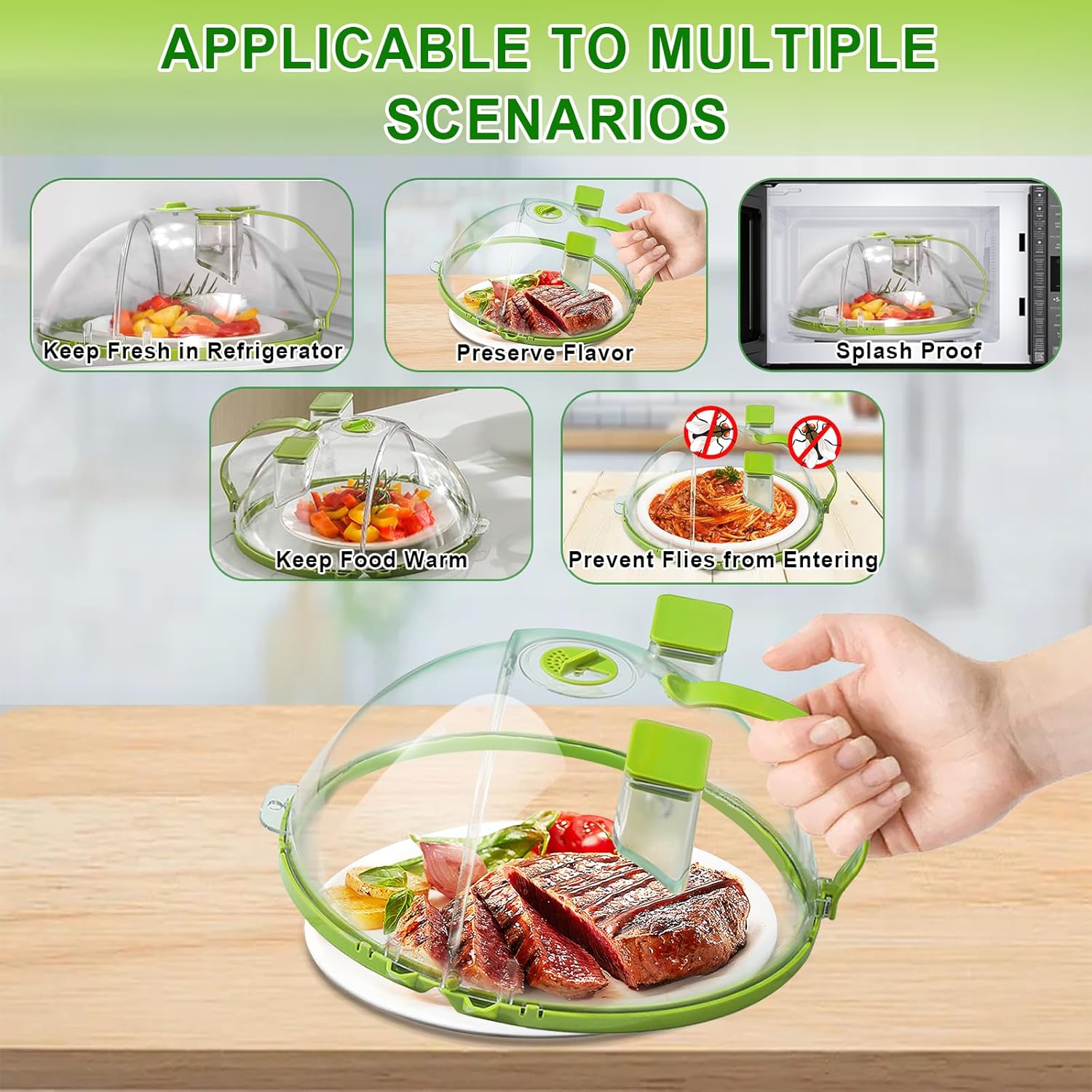 Upgraded Microwave Splatter Cover for Food,Clear Microwave Food Cover With Double Water Steamer and Rotating Breathable Holes,Without Standing Water,BPA-Free,Flippable,Gifts for House Essentials