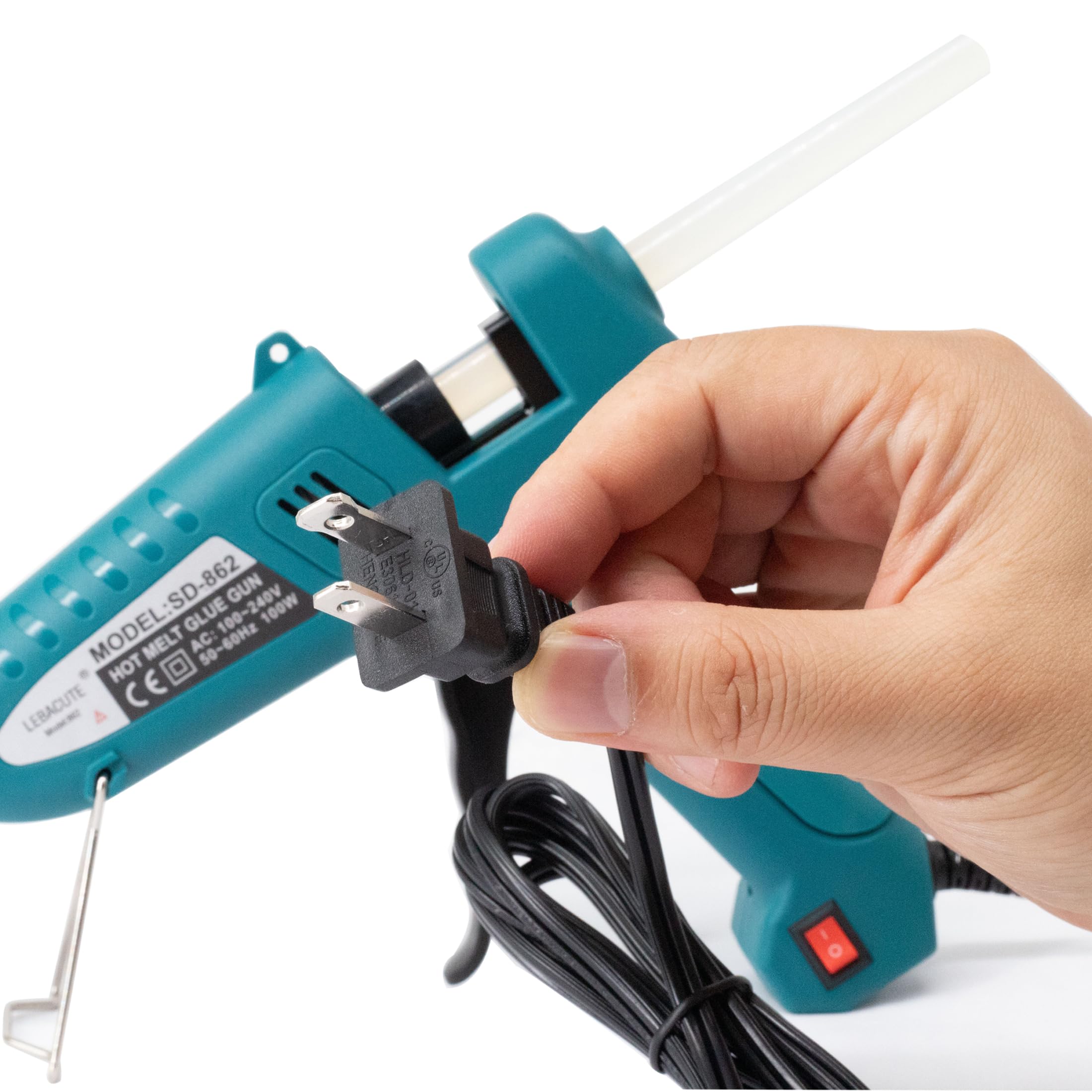 Pistola per colla a caldo da 100 W, kit professionale per pistola per colla a caldo, design anti-scottature, resistente, con 12 bastoncini di colla premium e 1 borsa