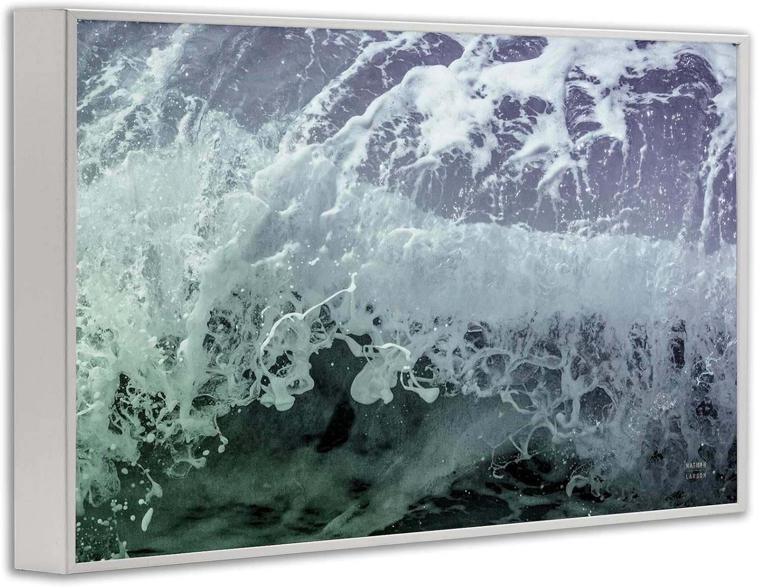Stupell Industries Splashing Blue Waves Framed Giclee Art Design by Nathan Larson