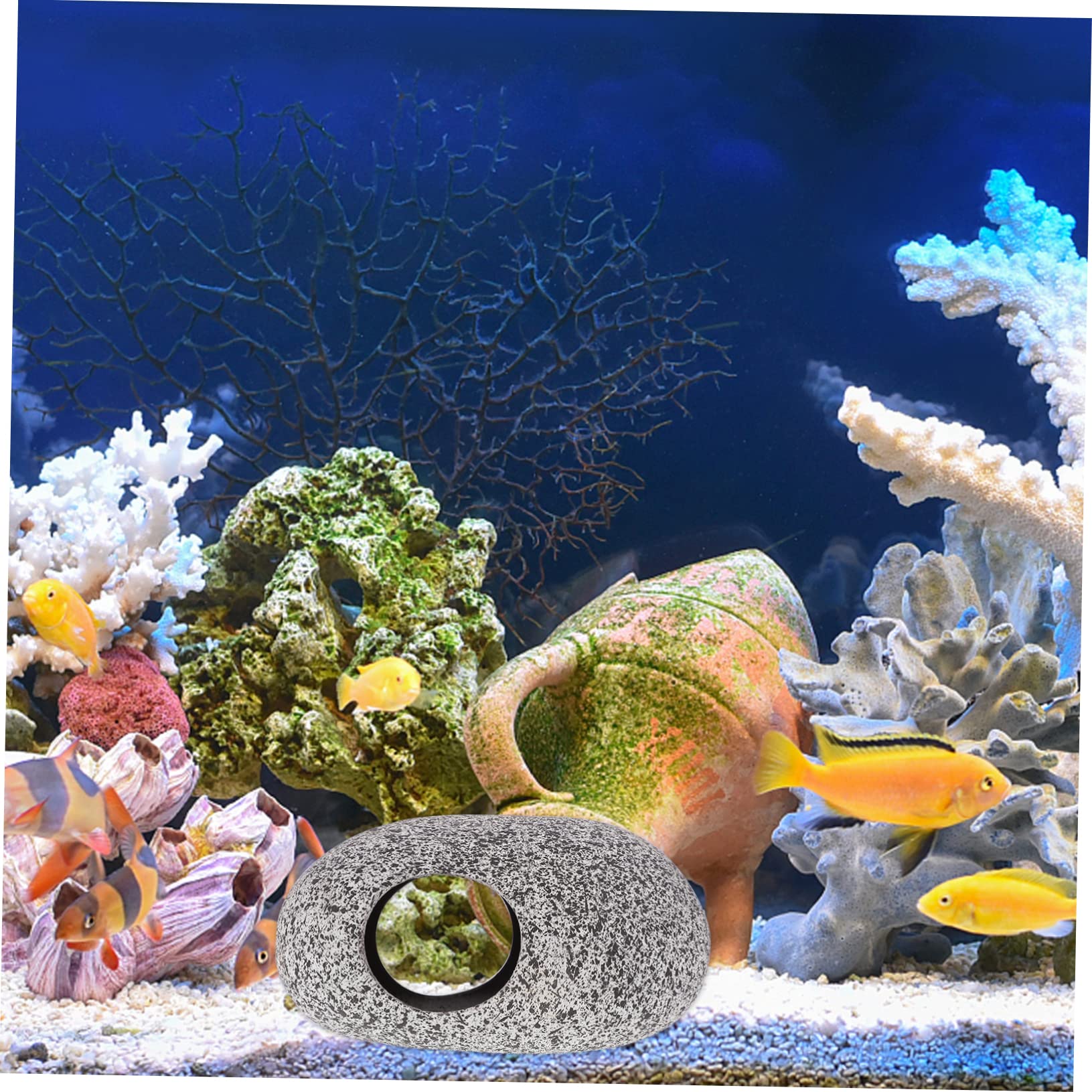 SUPVOX Hole Fish Tank Hiding Bowl Cichlid Breeding Pebbles Aquarium Hideaway Stone Fish Stone Fish Tunnel Aquarium Caves and Hides for Fish Hideout Rest Large Clay Pot