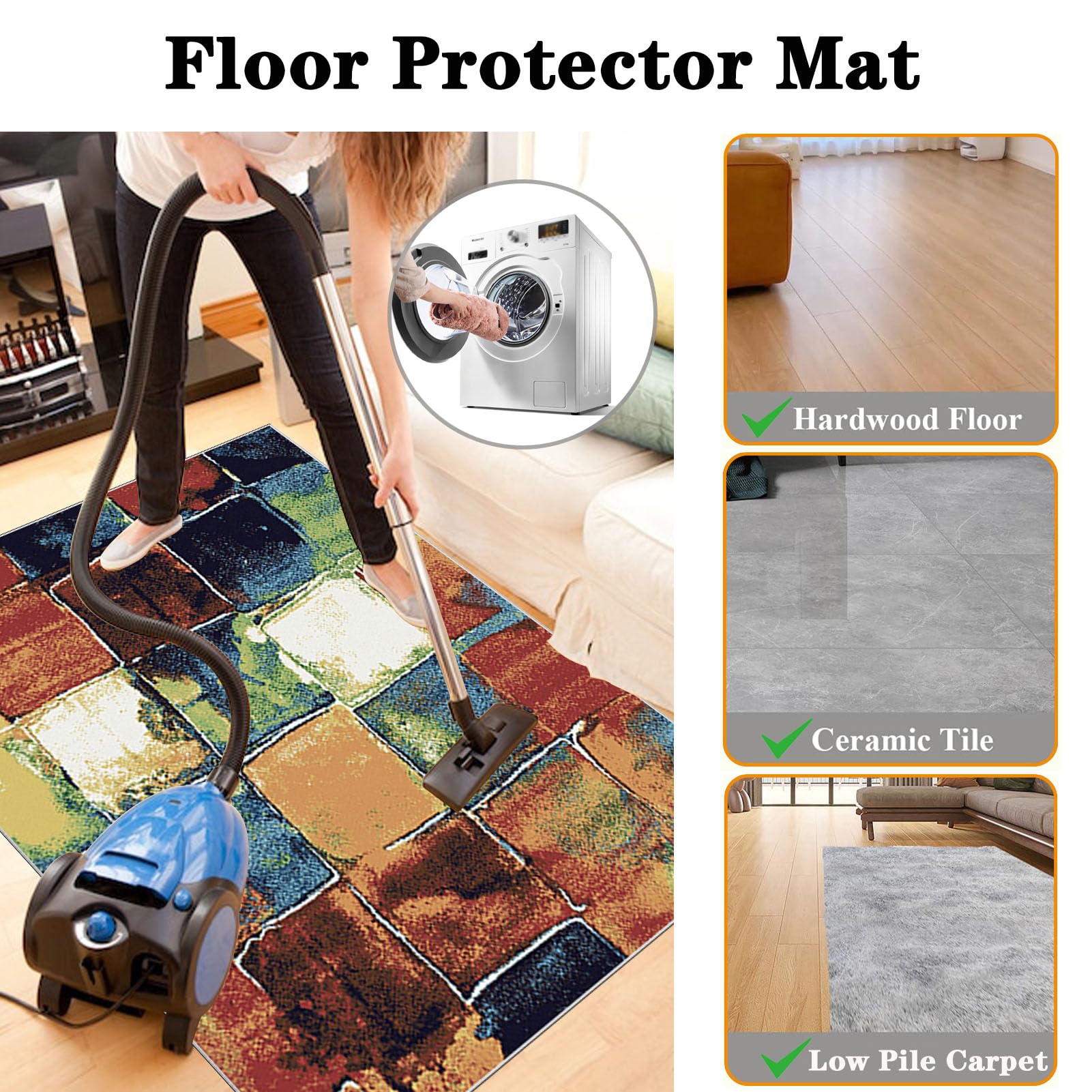 90 x 120 cm Heavy Duty Office Chair Mat for Carpeted Floor Computer Gaming Desk Chair Mat for Carpet Hard Floor Protector Mat for Rolling Chair Carpet Protector Chair Mat Floor Mat for Office Chair - Image 3