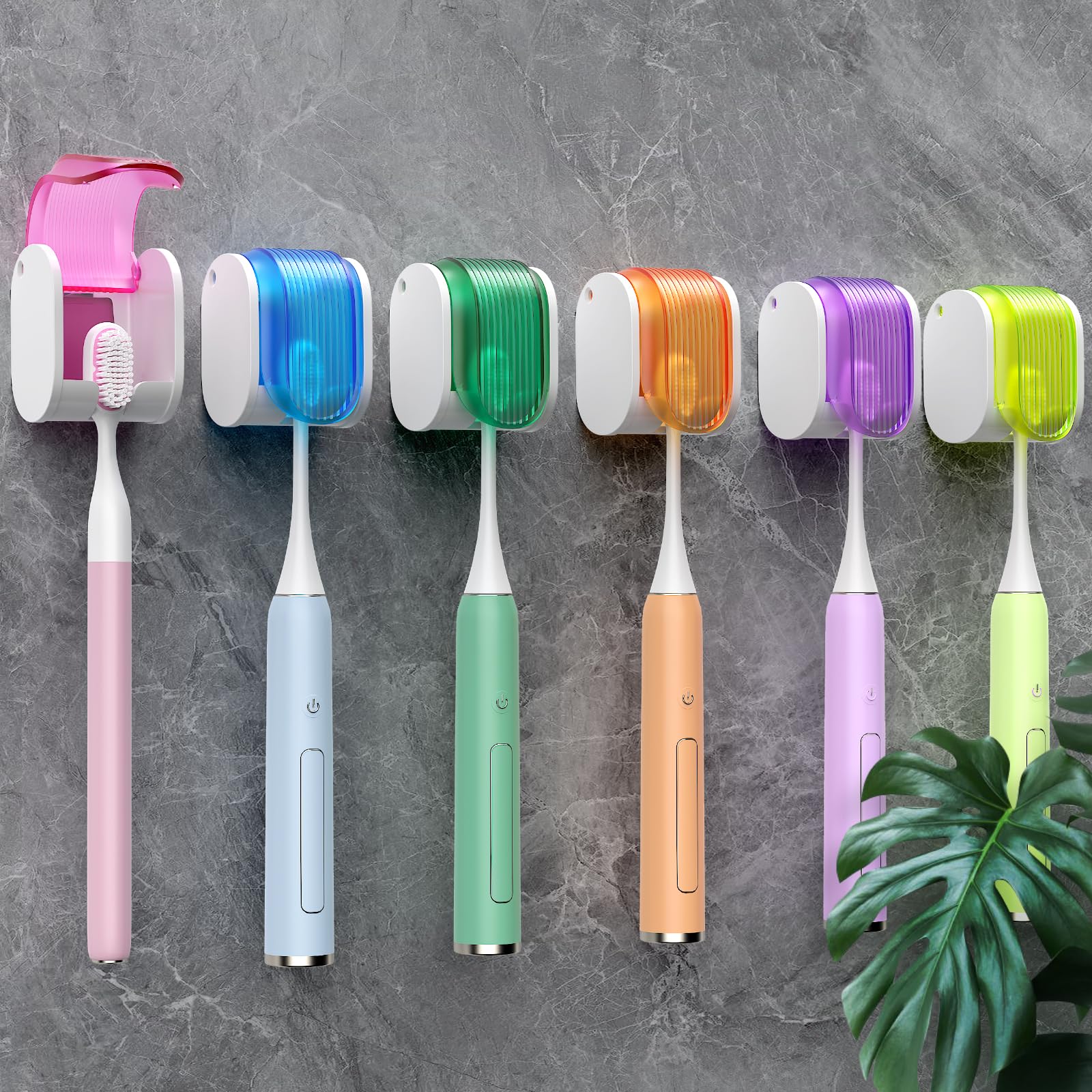 Soportes para cepillos de dientes para baños. Diseño mejorado de una sola ranura. Soporte para cepillo de dientes montado en la pared con funda, a prueba de humedad y polvo, organizador de