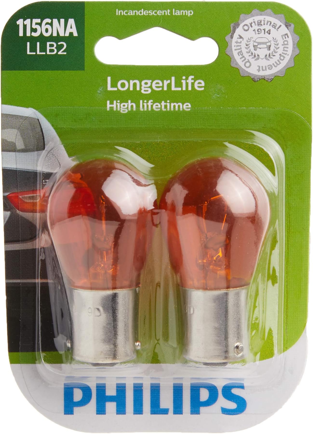 Philips 1156NA LongerLife Miniature Bulb, 2 Pack