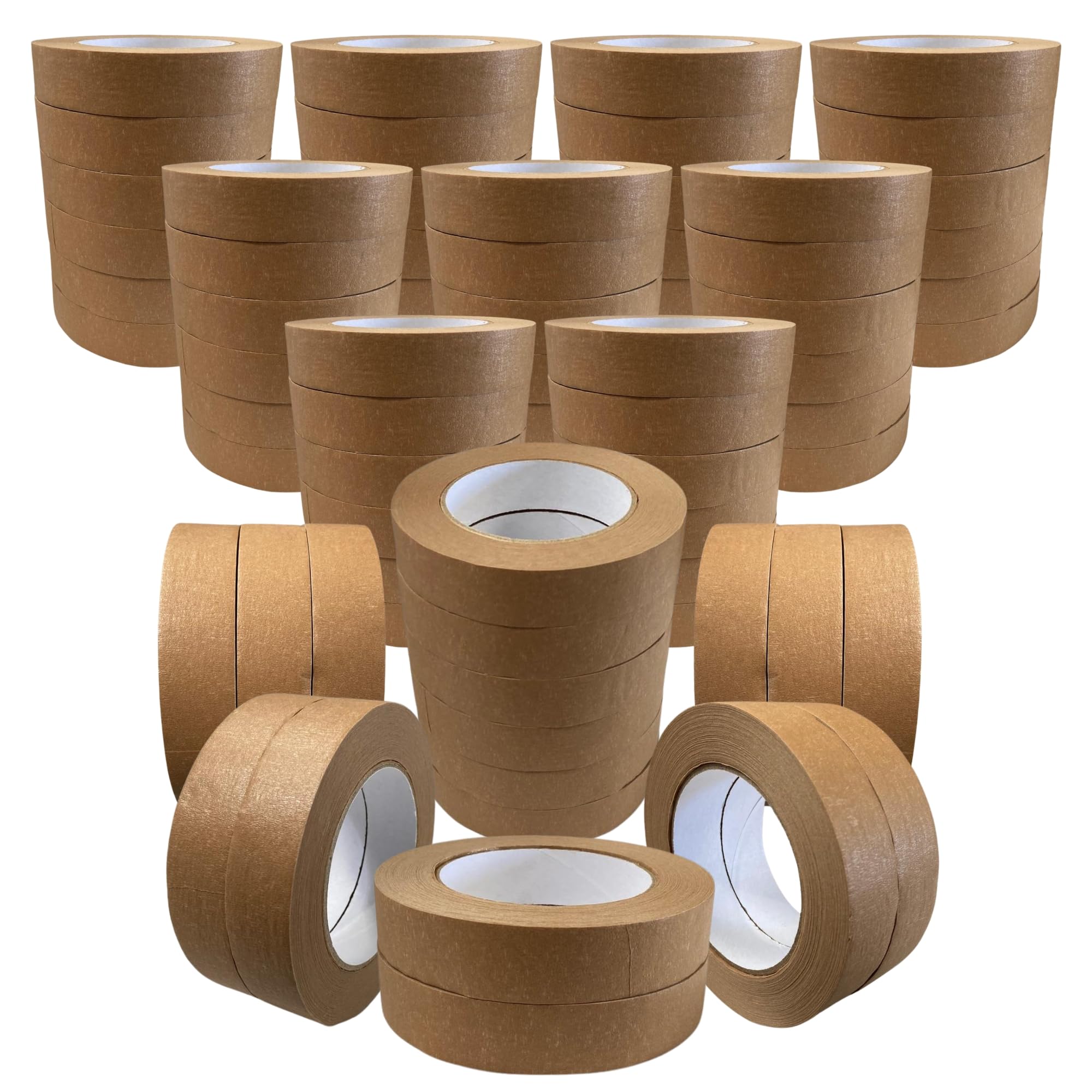 Packy® 72 Rolls Heavy-Duty Brown Paper Tape - 25mm x 50m Eco-friendly Kraft paper tape for packaging sealing boxes & parcel wrapping Strong adhesive recyclable suitable for packing storage application