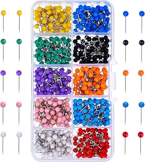Outus 500 Pack Map Push Pins, 10 Colors Plastic Head Steel Point 1/8 Inch - Durable for Maps & Corkboards