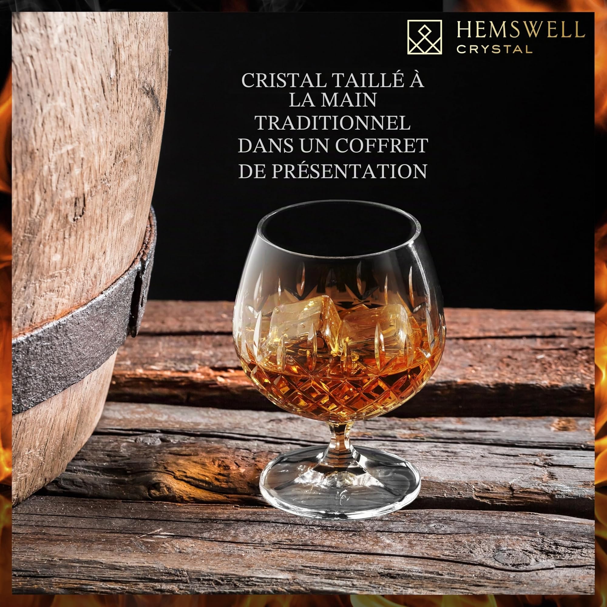 Wicklow Verre à cognac en cristal taillé avec boîte de présentation pour cognac 250 ml