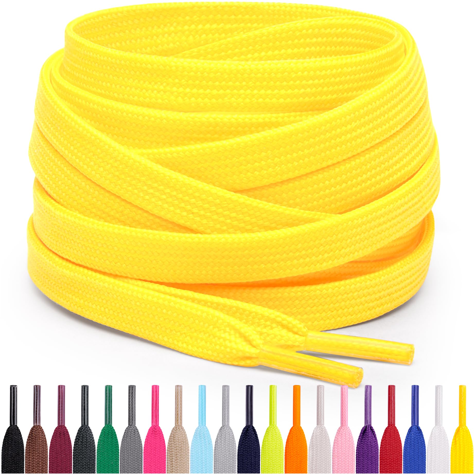 Miscly Flat Shoe Laces for Sneakers, Multiple Lengths and Colors Available