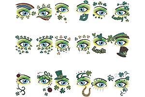 St. Patrick's Day Shamrock Face Stickers, Glitter Tiny Clover Face Art