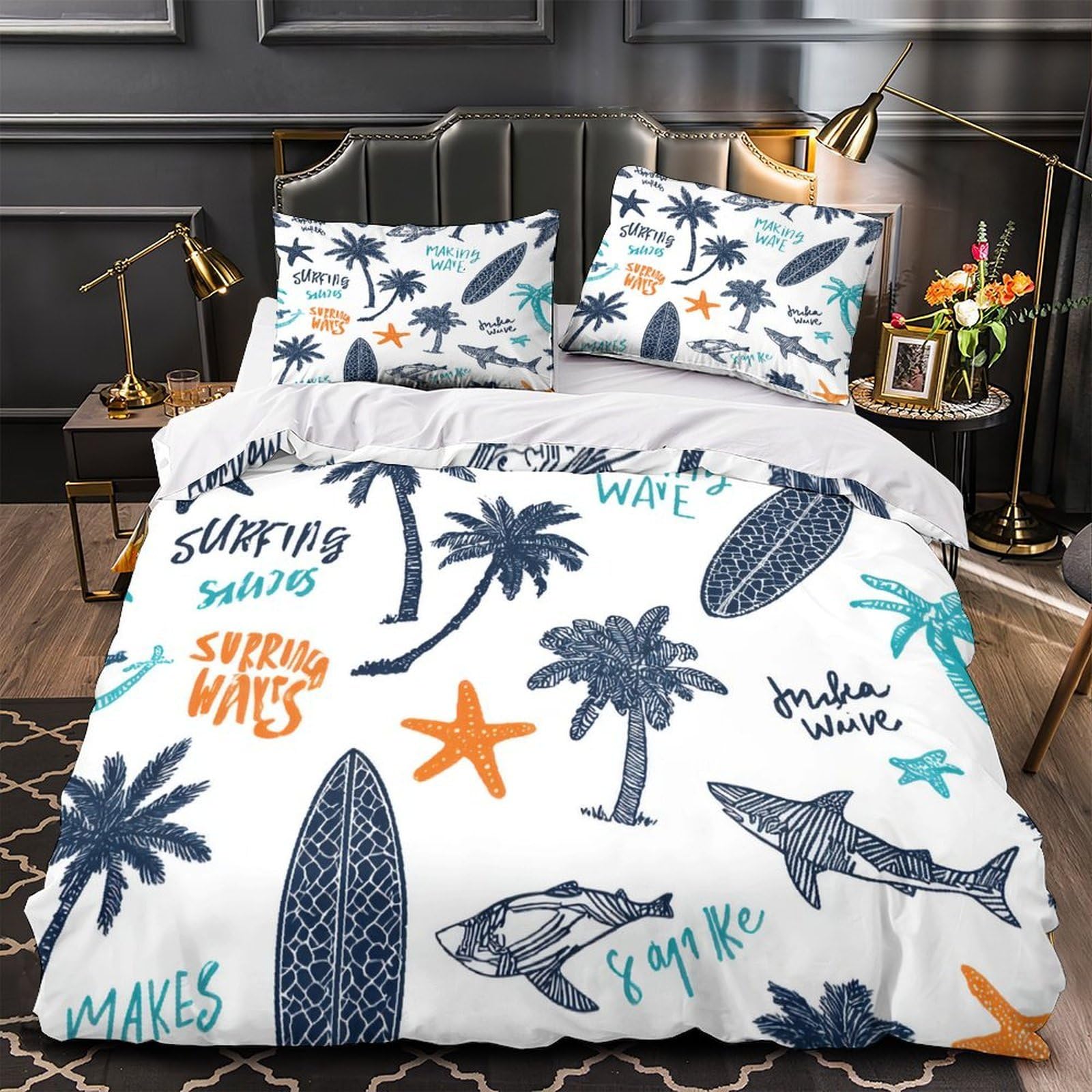 Parure de couette chiens surfeurs pour relooker une chambre de garçon ado