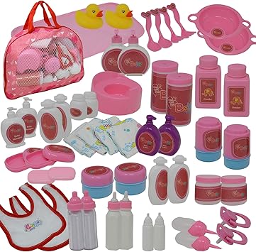 The New York Doll Collection Baby Doll Feeding & Caring Accessory Set in Zippered Carrying Case