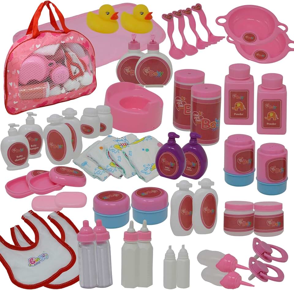 The New York Doll Collection Baby Doll Feeding & Caring Accessory Set in Zippered Carrying Case