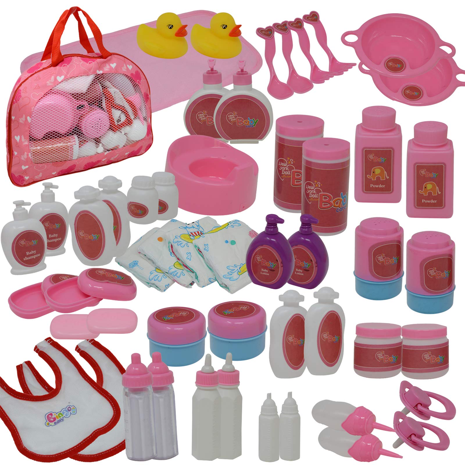 The New York Doll Collection Baby Doll Feeding & Caring Accessory Set in Zippered Carrying Case