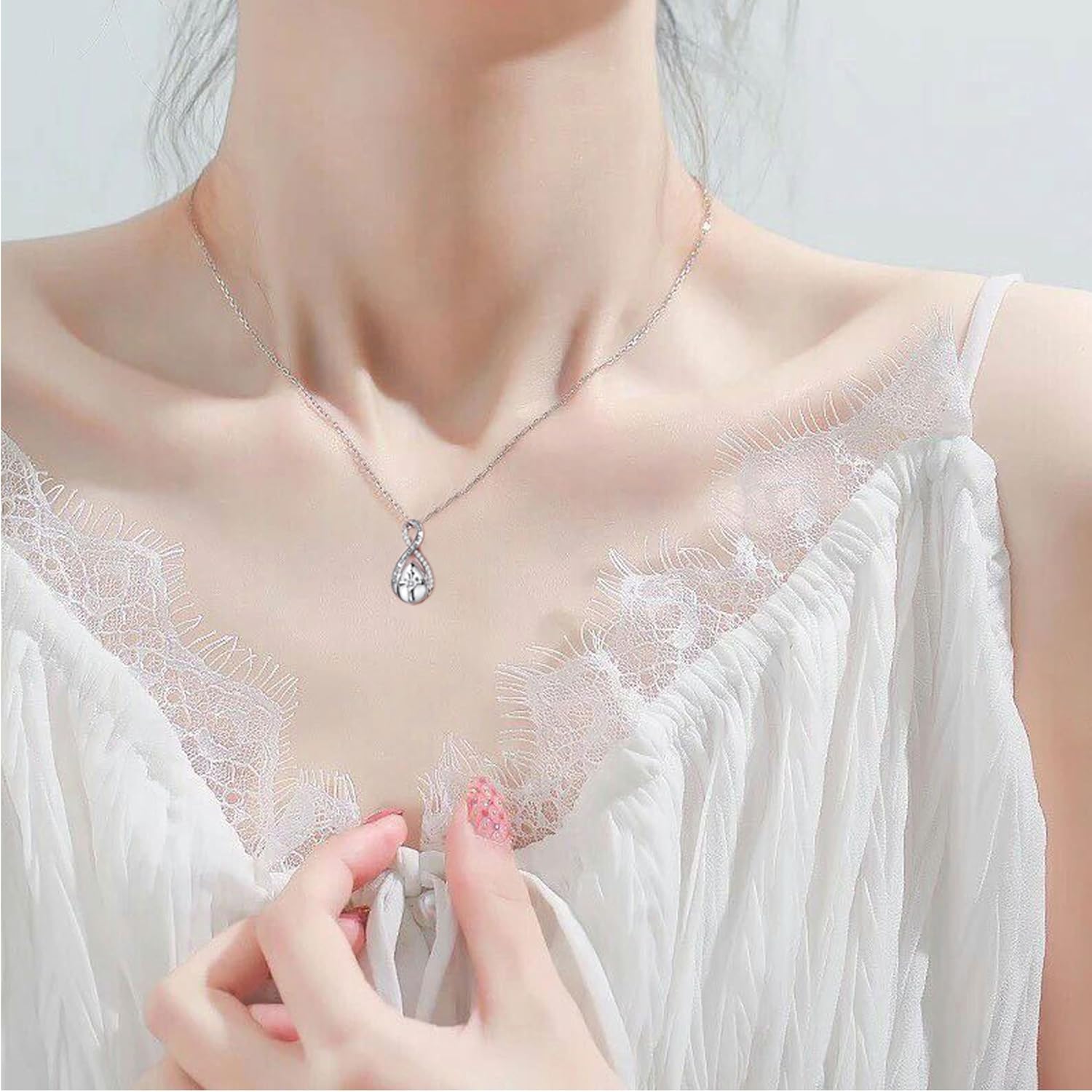 ZOEXUE Infinity Cross Cremation Jewelry - S925 Sterling Silver Cross Urn Necklace for Women - Birthstone Cross with Heart CZ Ashes Keepsake Pendant Memorial Urn Jewelry Gift for A Loss Loved Ones - Image 4